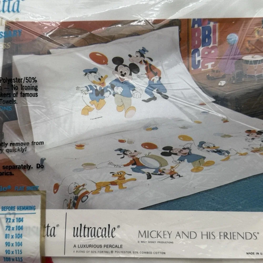 Wamsutta Ultracale VINTAGE Mickey‎ & His Friends Twin Flat And Fitted NEW In Pkg
